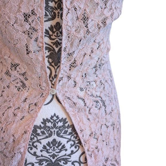 Aritzia Babaton Carter Blouse Glove Pink Lace Sheer Open Back Women's size Small - Picture 5 of 11